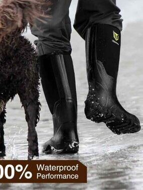TIDEWE Rubber Boots for Men 10, Waterproof Rain with Steel Shank